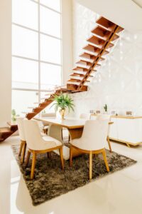 Immaculate dining room in a Fort Worth home, expertly cleaned by Fort Worth Cleaning Professionals, featuring a polished dining table set and pristine flooring.